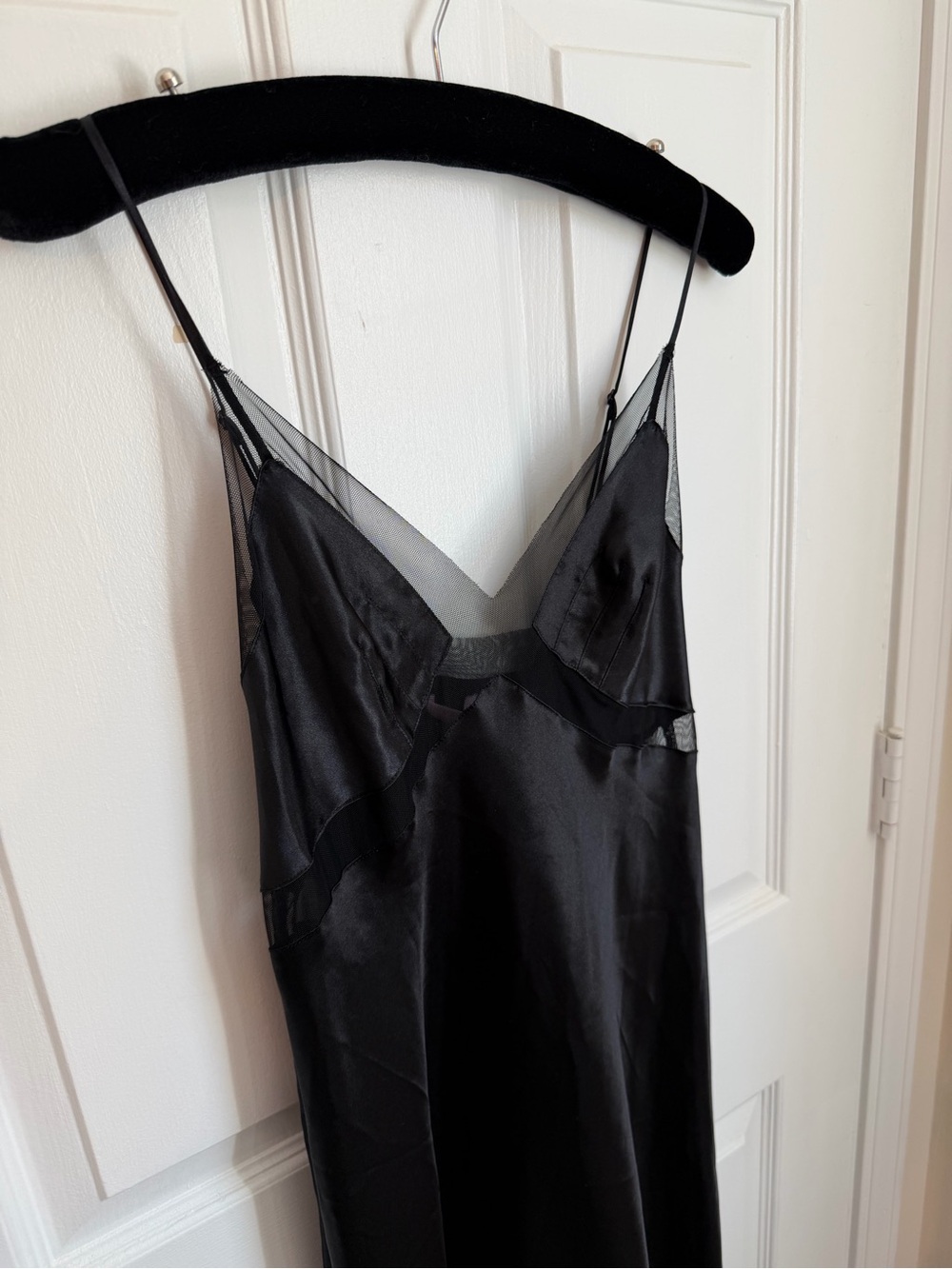 Victoria's Secret Black Long Silky Slip with Mesh Trim - Picture 5 of 10